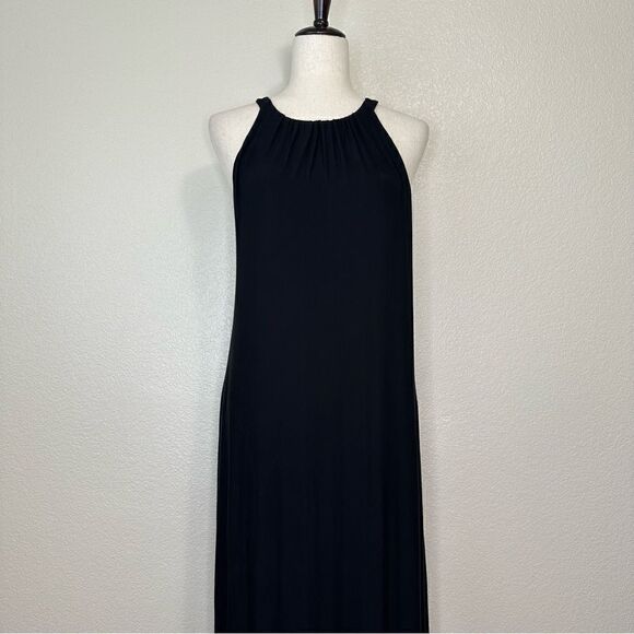 Soma Halter Black Gray Striped Maxi Dress - Picture 3 of 13